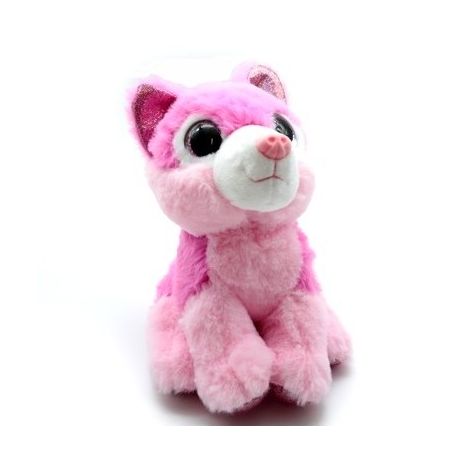 Loup rose vif yeux brillants 20 cm