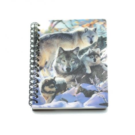 Carnet 3D spirale " Loup hiver"