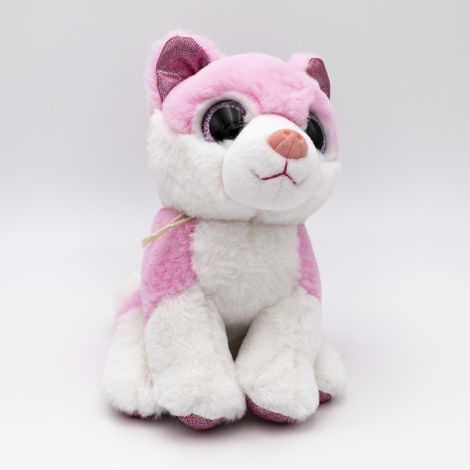 Loup rose yeux brillants 20cm