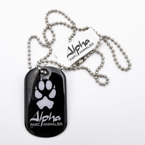 Collier Plaque loup noire