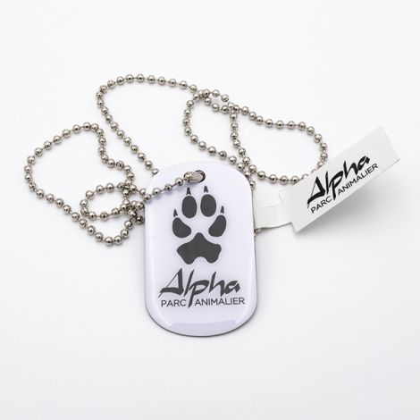 Collier Plaque loup blanche