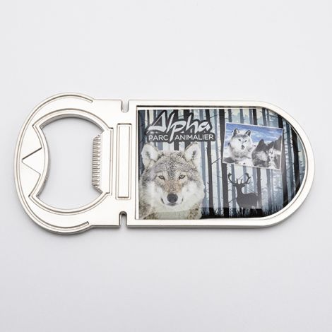 Magnet ouvre bouteille loup dans la forêt